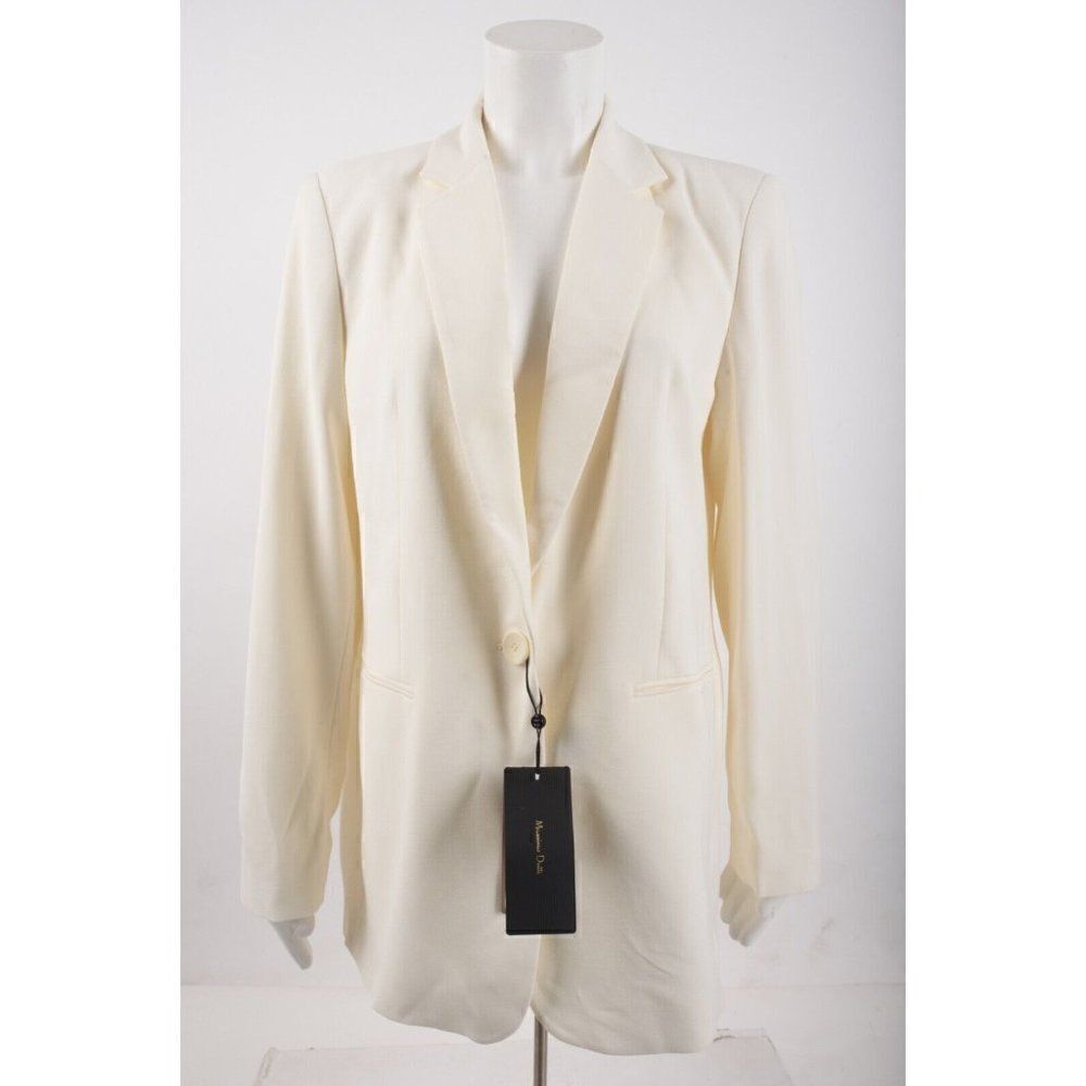 Massimo Dutti Womens Blazer Suit Jacket EU 42 US 10 Ivory Ecru wool 6039/637 NWT